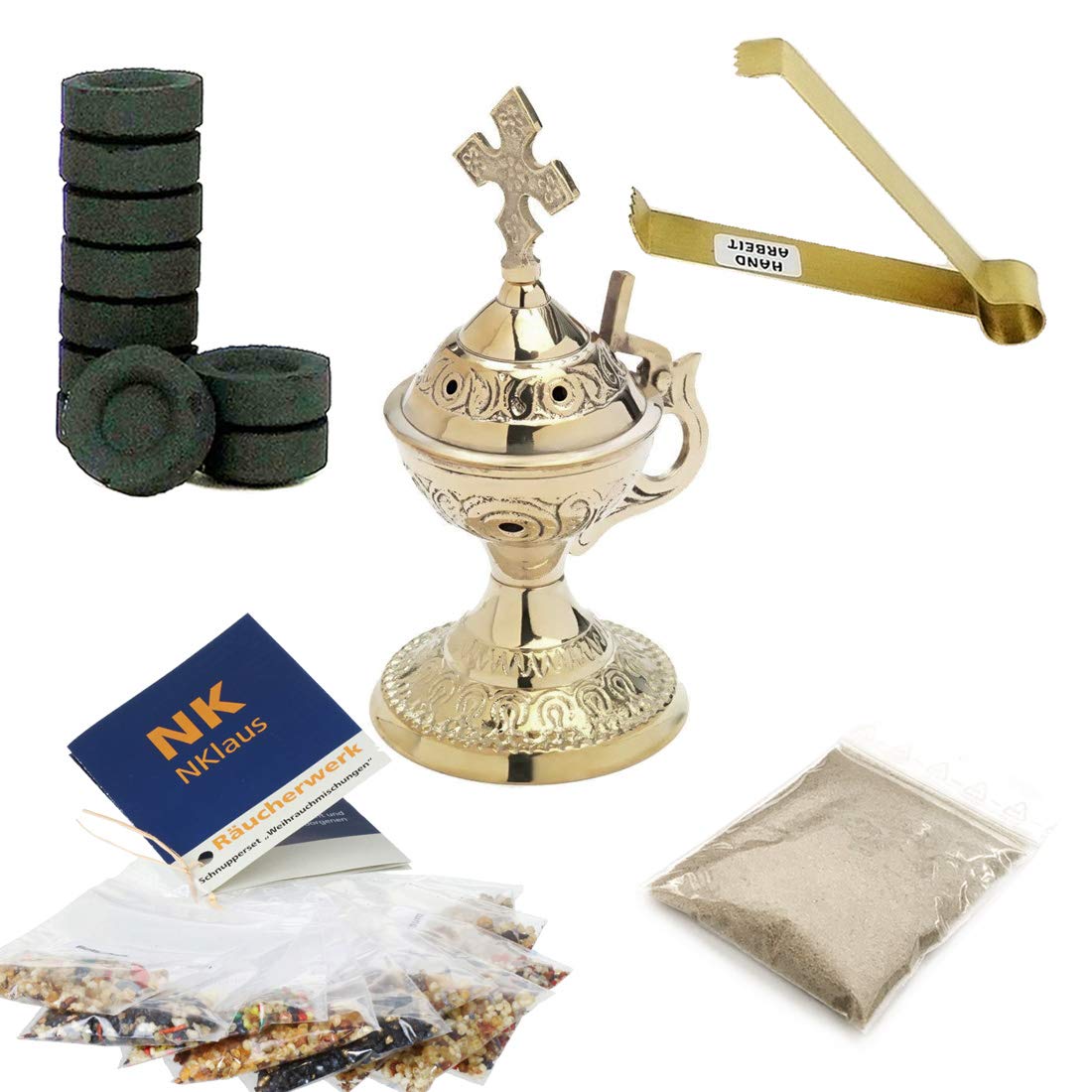 NKlaus weihrauchgefäss zum Räuchern Gold, 5g, 7cm, 12cm, 33mm, 14 Stück
