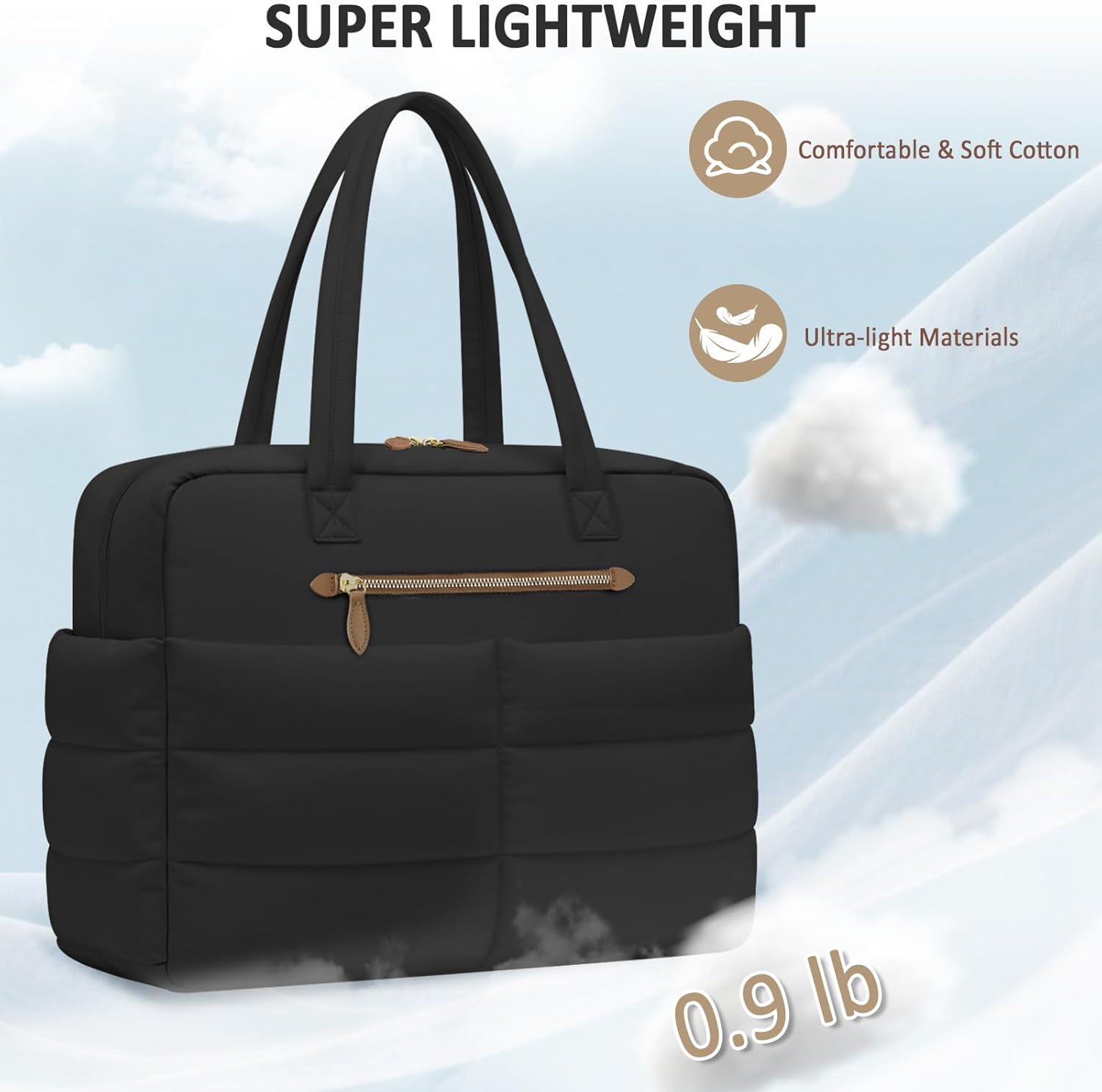 Travel Duffel Bags, Personal Item Travel Bag, Weekender Bags for Women Men Workout Duffle Gym Overnight Bag Foldable Lightweight Tote Carry On Hospital Bag, Black - Image 4