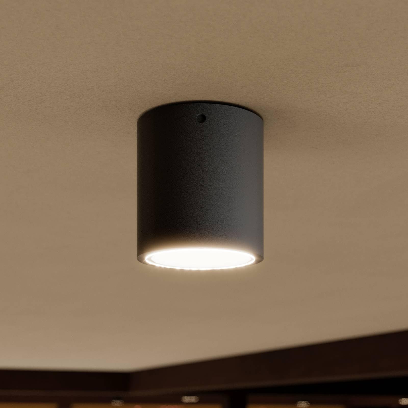 Lucande LED Deckenleuchten Meret (spritzwassergeschützt (Modern) in Schwarz aus Aluminium (1 flammig,) - Außenleuchte für Garten Terasse Balkon & Haus Deckenleuchte
