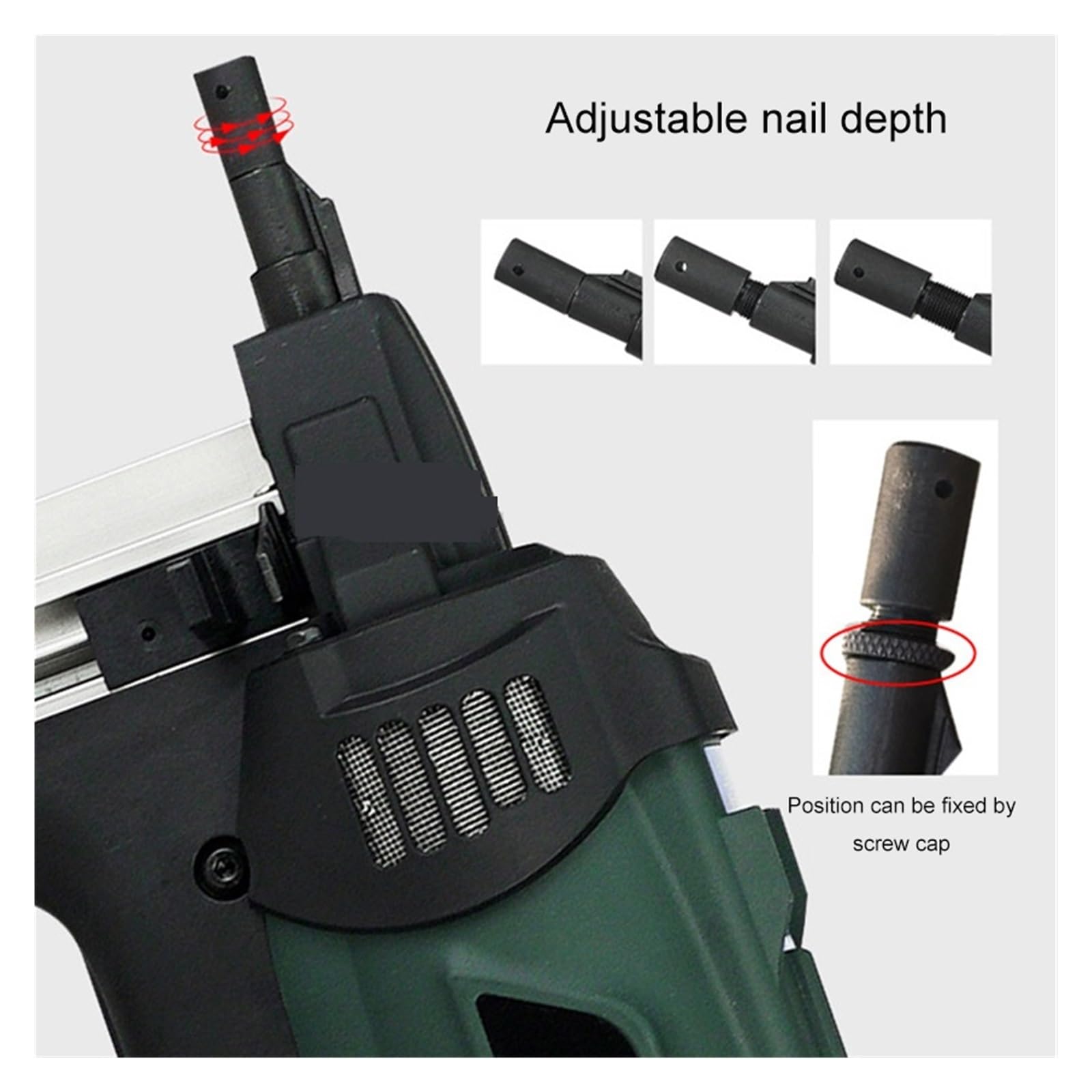 Pistola De Clavos Gas MD-060, Acero For Cemento, Neumática For Instalar Puertas Y Ventanas, Con Ranura For Cables, 7,4 V, 2000mah PenetracióN Fuerte(Single use)