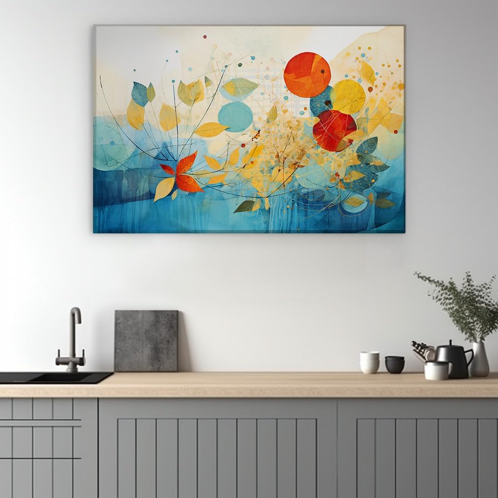 Canvas for Living Room. Canvas of Whimsy: Where Colors Dance and Shapes Entwine, 27 x 18 inch Canvas Wall Art - Contemporary Masterpieces - Modern Home Decor