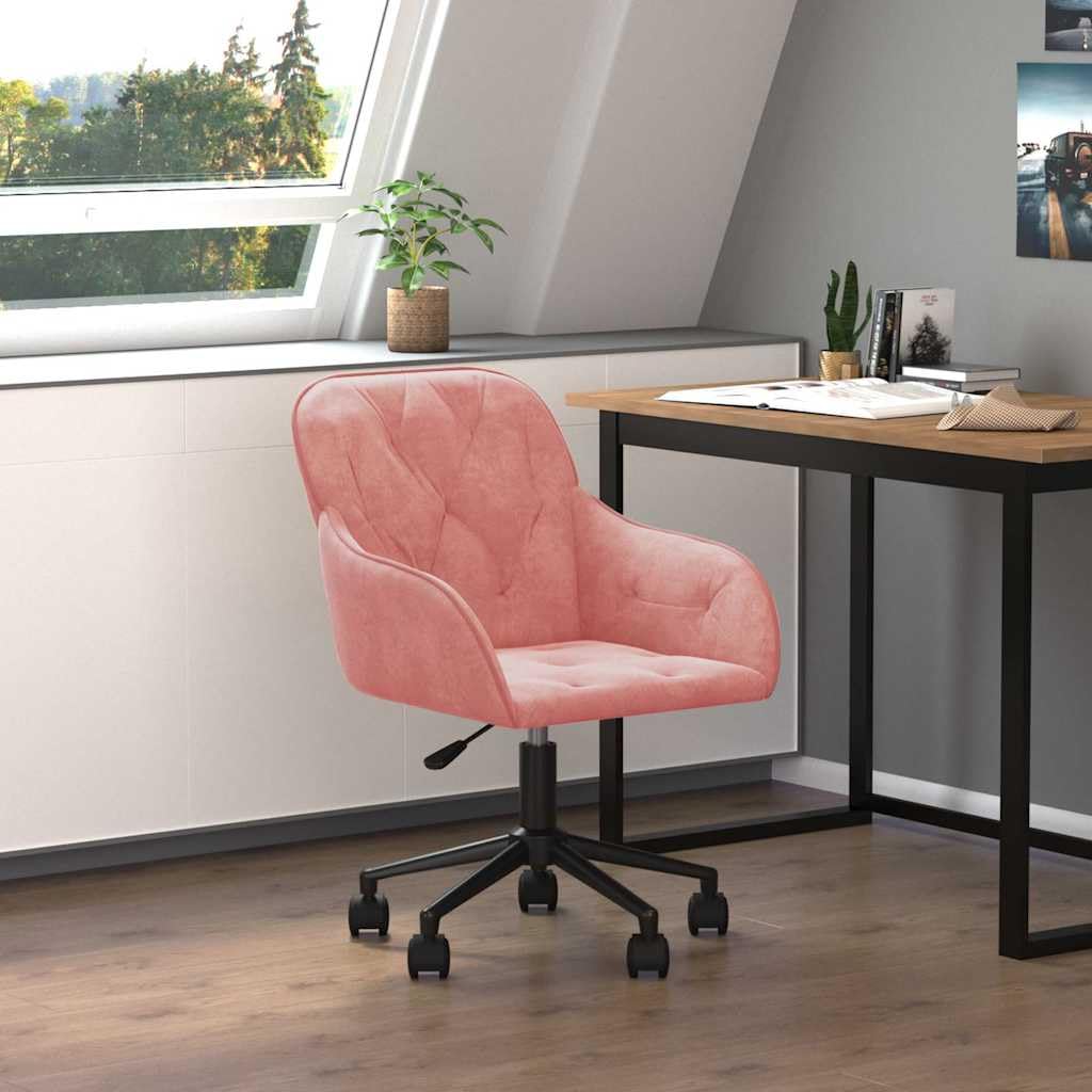 Krzesło biurowe, obrotowe, różowe, aksamitne, z metalową ramą, ergonomiczne krzesło biurowe, regulacja wysokości, obracane o 360 stopni, z kółkami, wygodna tapicerka do biura domowego i biura