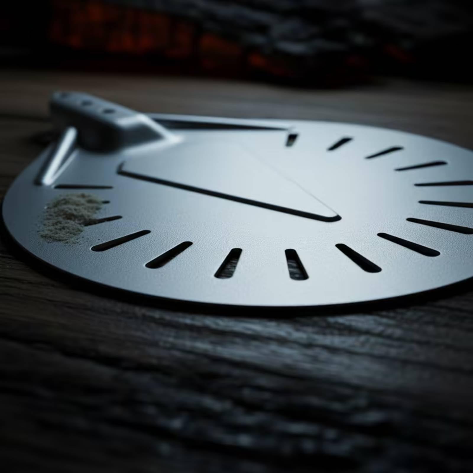 Pala Pizza Perforada Metálica Utensilio Antiadherente para Cocina, Negro