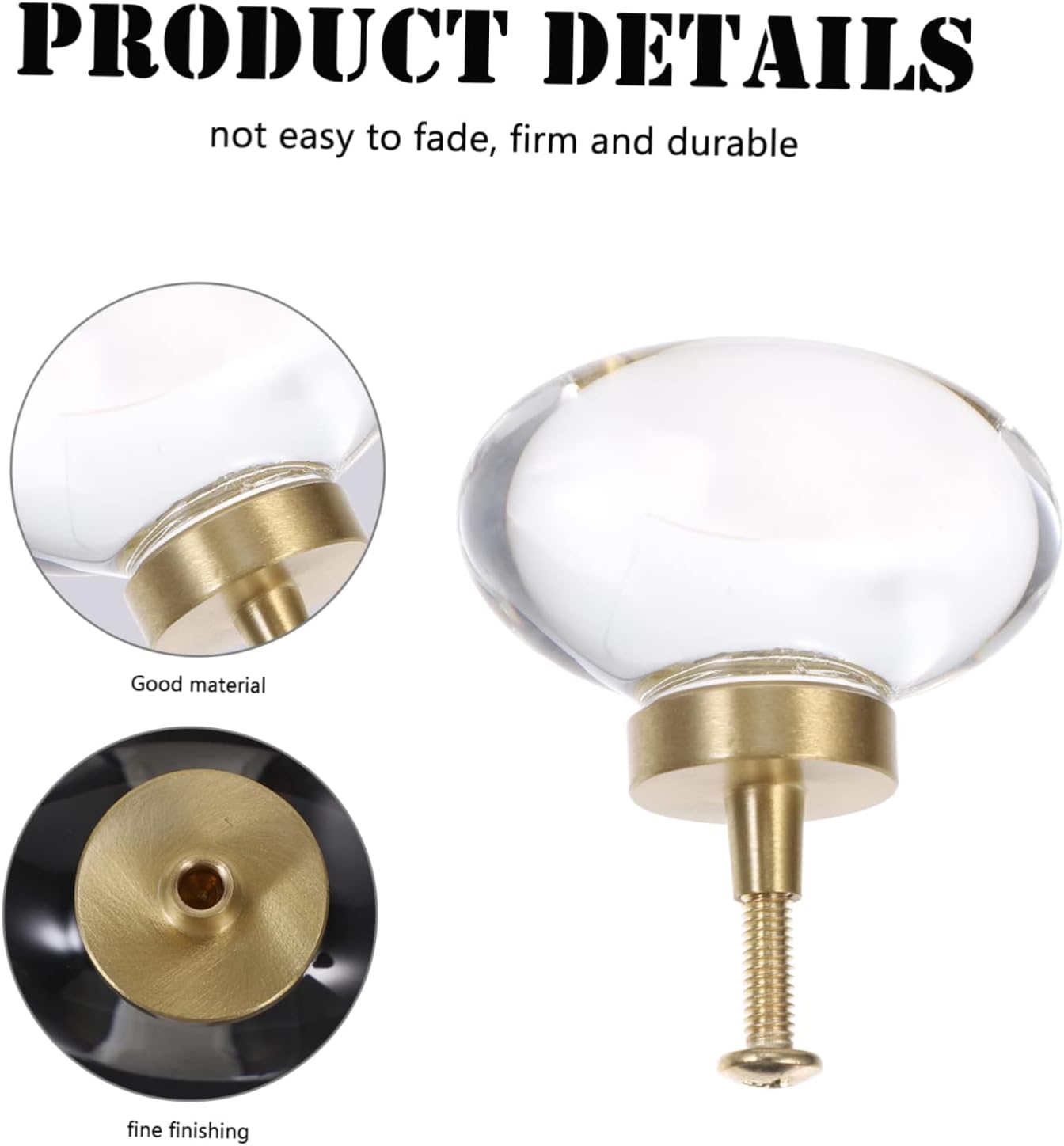 Housoutil Unique Crystal Door Knobs Elegant Drawer Pulls for Wardrobe Closet Bathroom Kitchen Cabinet