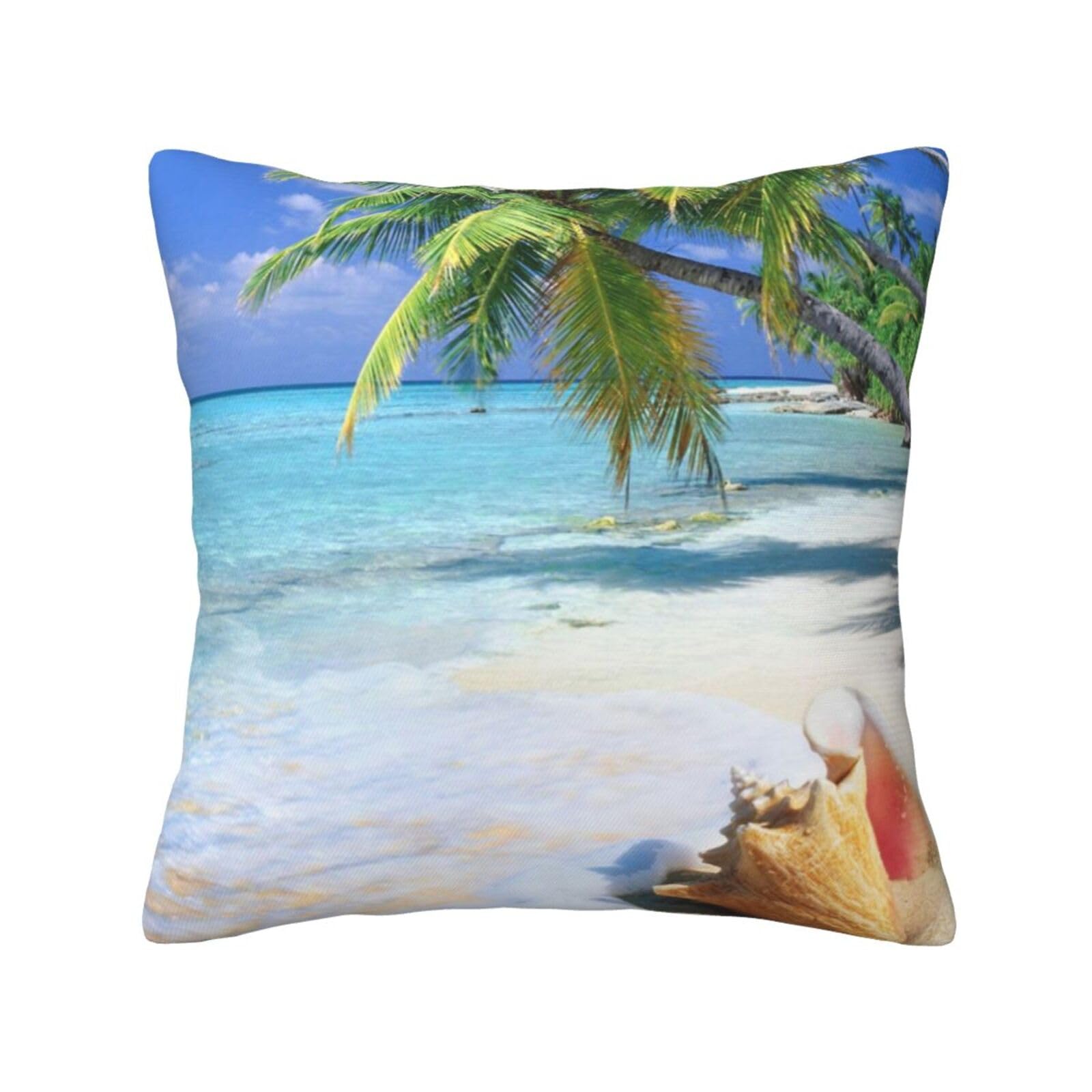 Kissenbezug Mit Palmenstrand-Motiv – 50 X 76 Cm, Polyester, Bequem & Atmungsaktiv, Mit Verstecktem Reißverschluss, Für Sofa, Bett & Auto