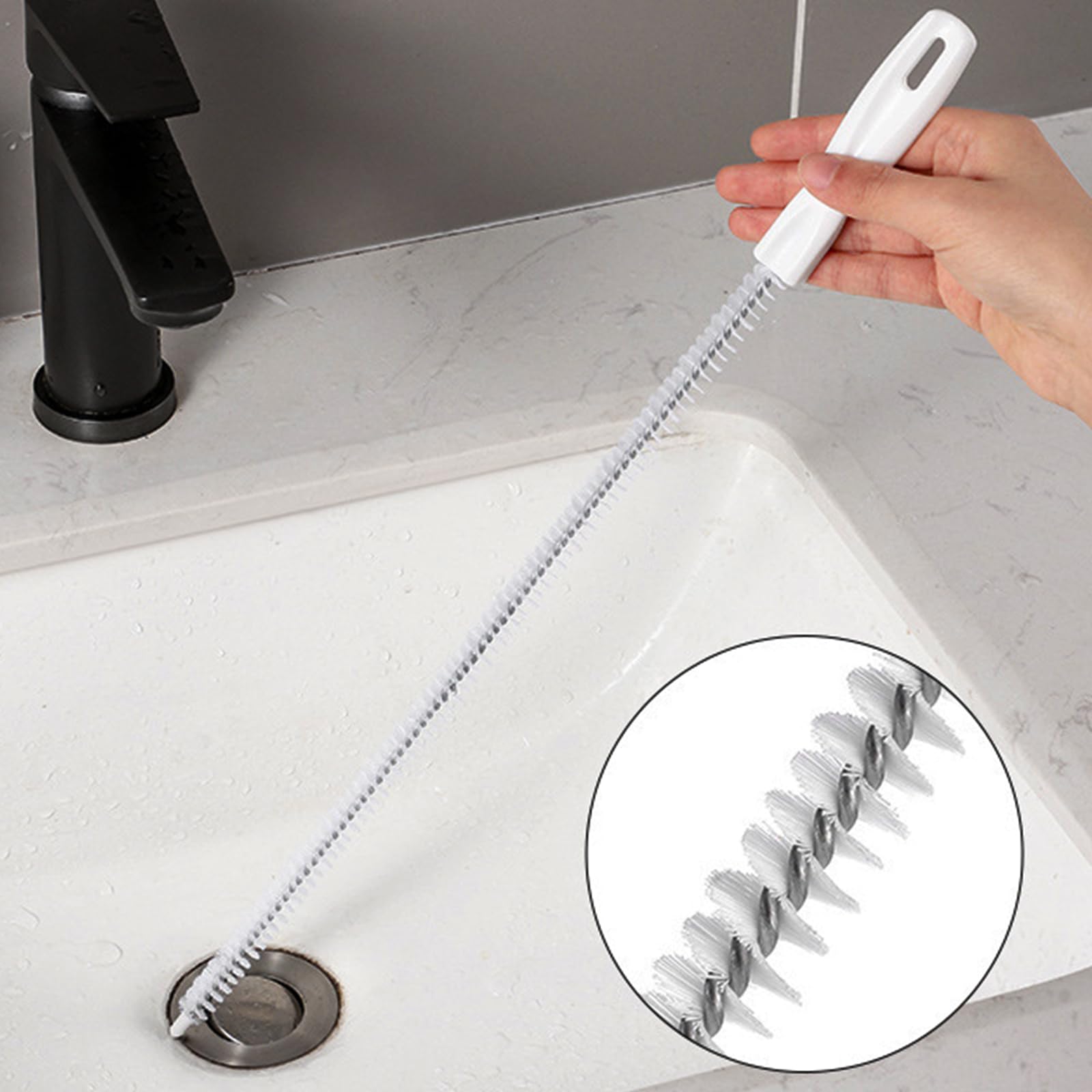 1 Pieza Cepillo de Limpieza para Desagüe,Cepillo Limpieza Desague,Limpiar Tuberias Fregadero,Cepillo de Limpieza de Tuberías Flexible,para Elimina el Vello y Destapa Baños y Cocinas,45cm