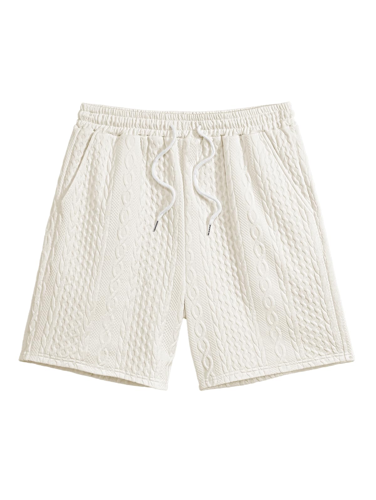 Men's Casual Jacquard Textured Letter Patch Design Short Sleeves T-shirt Or Drawstring Shorts -Co-ord Available(Shorts Light Yellow/L)