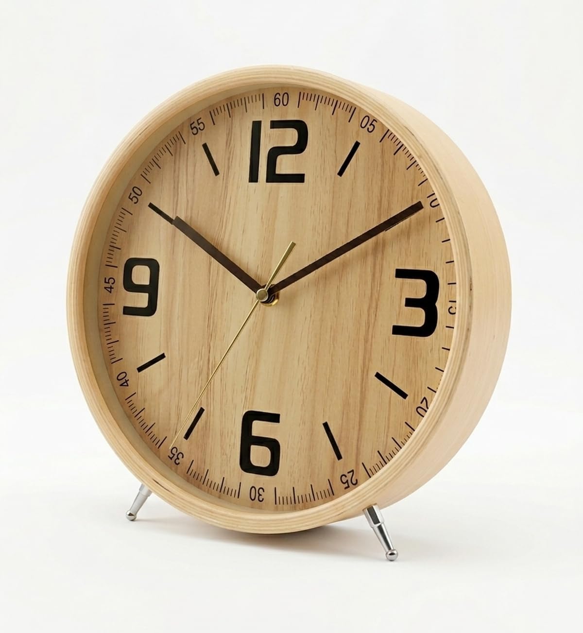 ShoppeWatch Decorative Table Top Clock for Living Room - 8.7 inch Dial Wood Frame | Modern Farmhouse Shelf Clock | Fireplace Mantel Decor | Minimalist Desk Timepiece | Silent-Non-Ticking – Quartz DK98