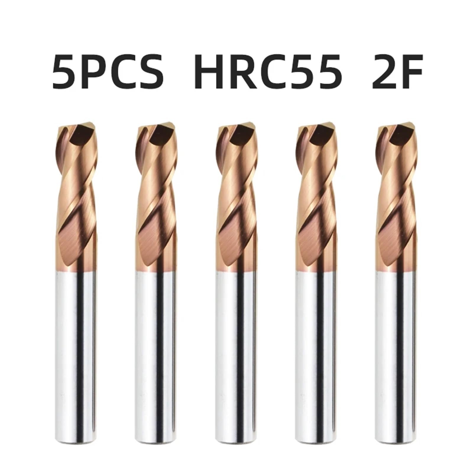 Fresa de extremo de carburo HRC55, 1, 3, 4, 5, 6, 8, 10, 12mm, 2 flautas, herramienta de corte de fresado de Metal, fresas planas con recubrimiento mecanizado CNC(D8xD8x60L)