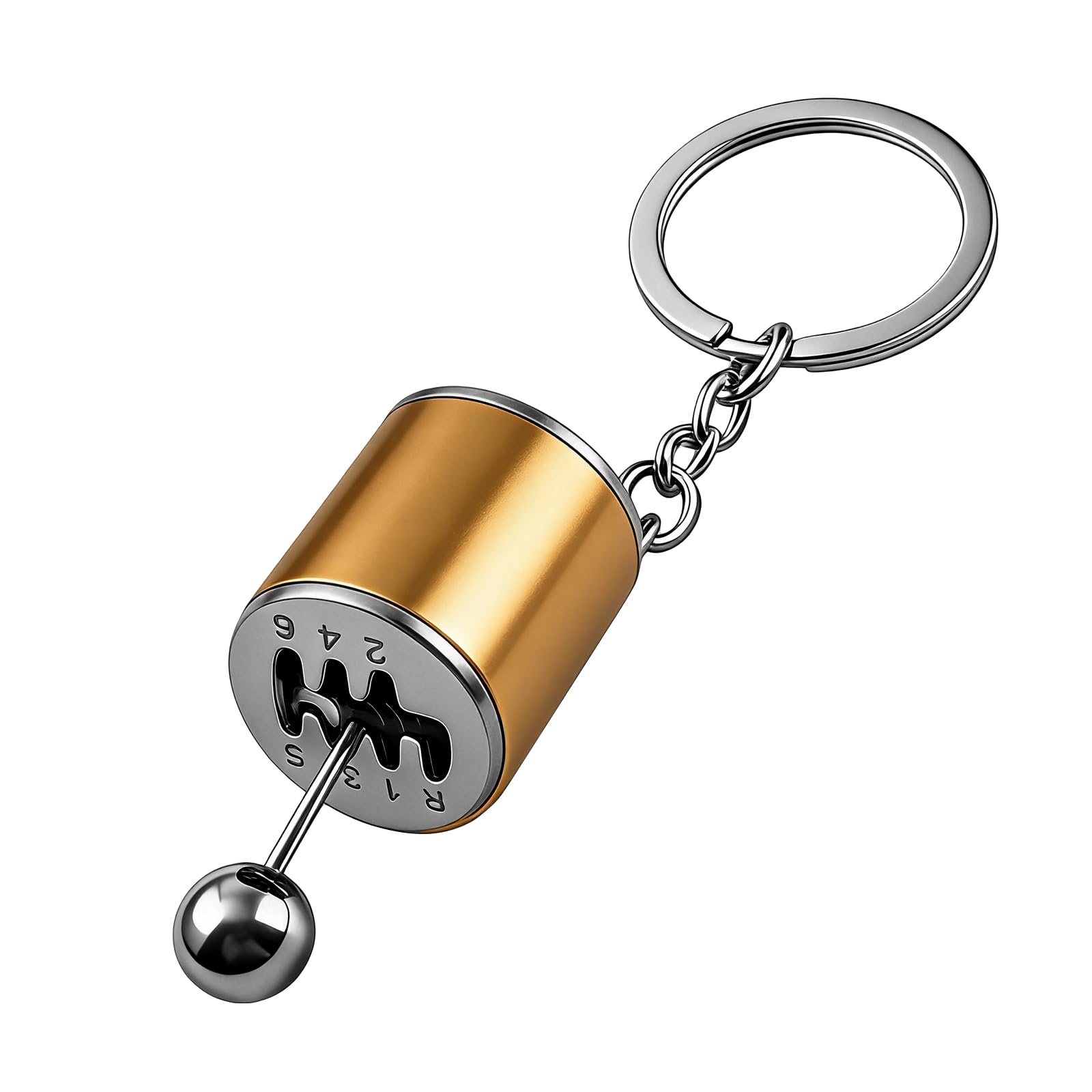 HIAHXC Gearbox Keychain,6-Speed Manual Transmission Gearbox Key Chain,Creative Gear Shifter Keychain,Stick Shift Keyring Car Fidget,Stress-Relieving Gear Shift Fidget Toy,Car Accessories (Gold)