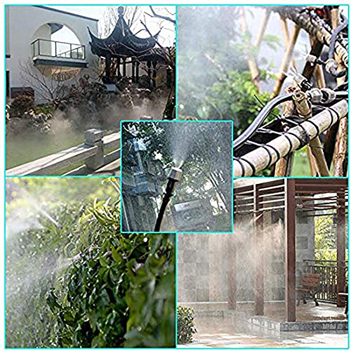Image of DIY Crafts Misting Cooling System Misting Line Mist Nozzles Adapter Outdoor Mister for Patio Garden Greenhouse Trampoline for Waterpark Fan (9 Pcs Mist Kit, Included Pipe + Tap Connector + Accessory)