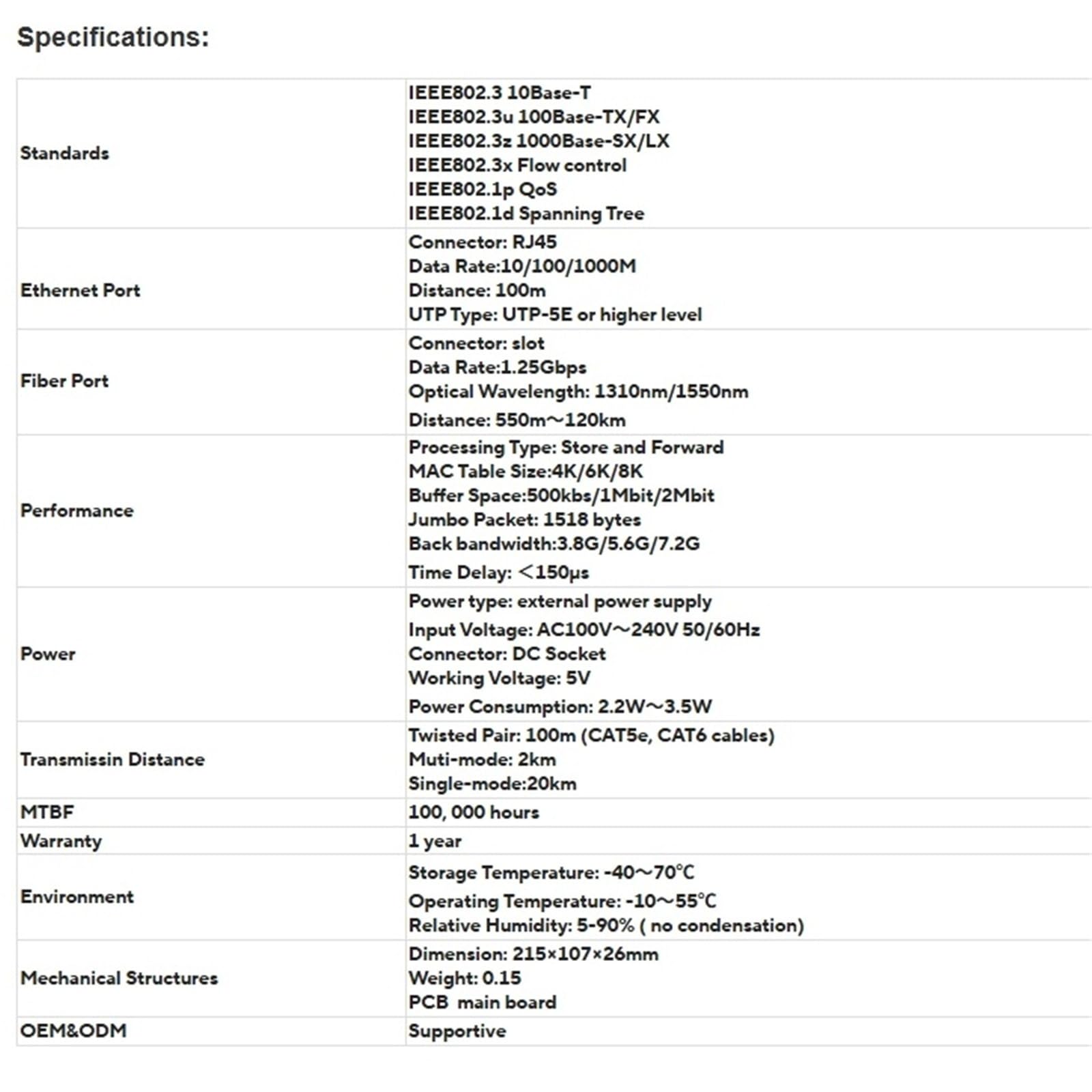 Konwerter mediów 8 sfp 2rj45 konwerter mediów, przełącznik światłowodowy Gigabit do kamery IP, światłowód UTP(z sfp 4A4B LC)