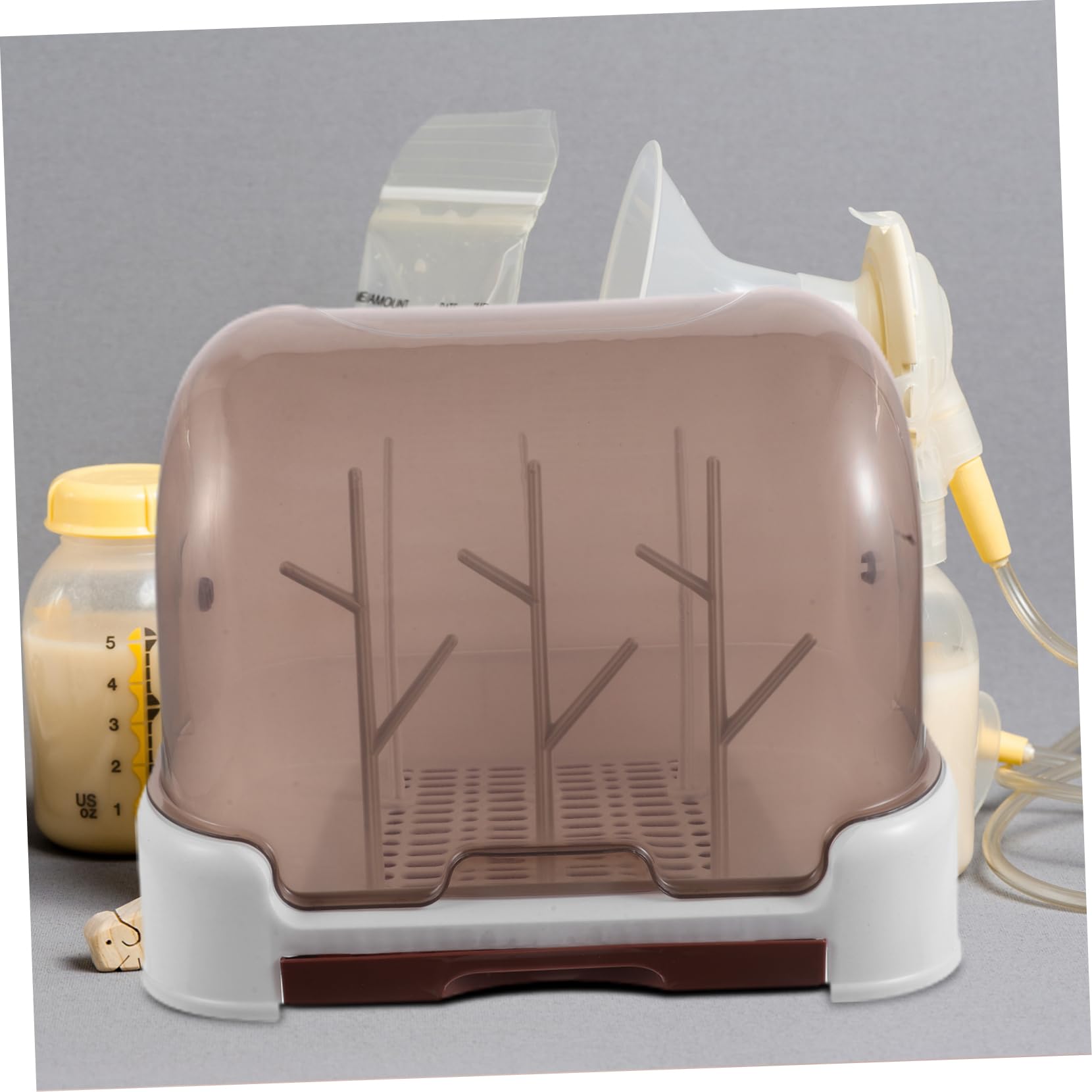 TOYANDONA Scolabiberon con Coperchio, Set 1 Pezzo, Design Compatto da Banco | Plastica, Drenaggio Rapido, per Tettarelle e Bicchieri Piccoli, Uso in Cucina