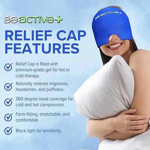 Miniatura 4 de BeActive Plus Relief Cap - Tapa de gel para ajustar la forma y el hielo, reutilizable, elástica y ajustada (máscara de bolsa de hielo) Cobertura de