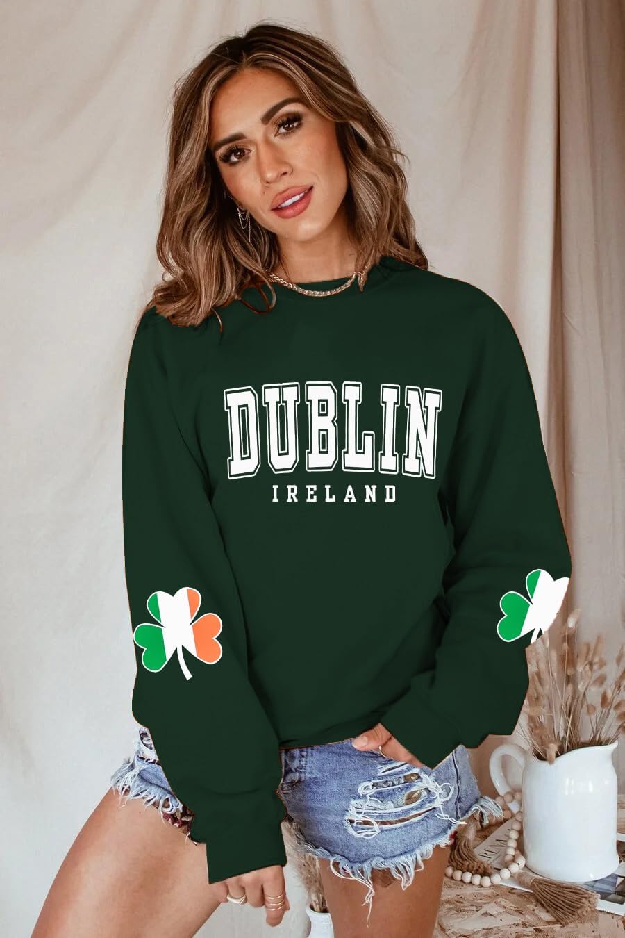 St. Patrick's Day Sweatshirt Women Lucky Shamrock Long Sleeve Shirt Dublin Ireland Pullover Tops - Image 3