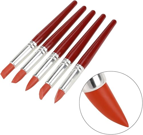 Miniatura 4 de 5 piezas de punta de goma roja de gran tamaño pinturas pinceles de silicona escultura cerámica arcilla modelado herramienta de tallado