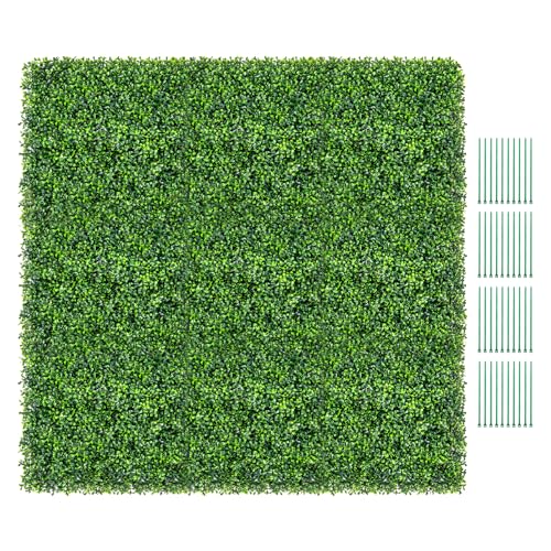RELAX4LIFE 12 Pezzi di Pannelli in Erba Artificiale 50 x 50 cm, Piante Artificiali di Bosso, Sfondo Verde Resistente al Sole, Copertura per Privacy per Interni/Esterni,