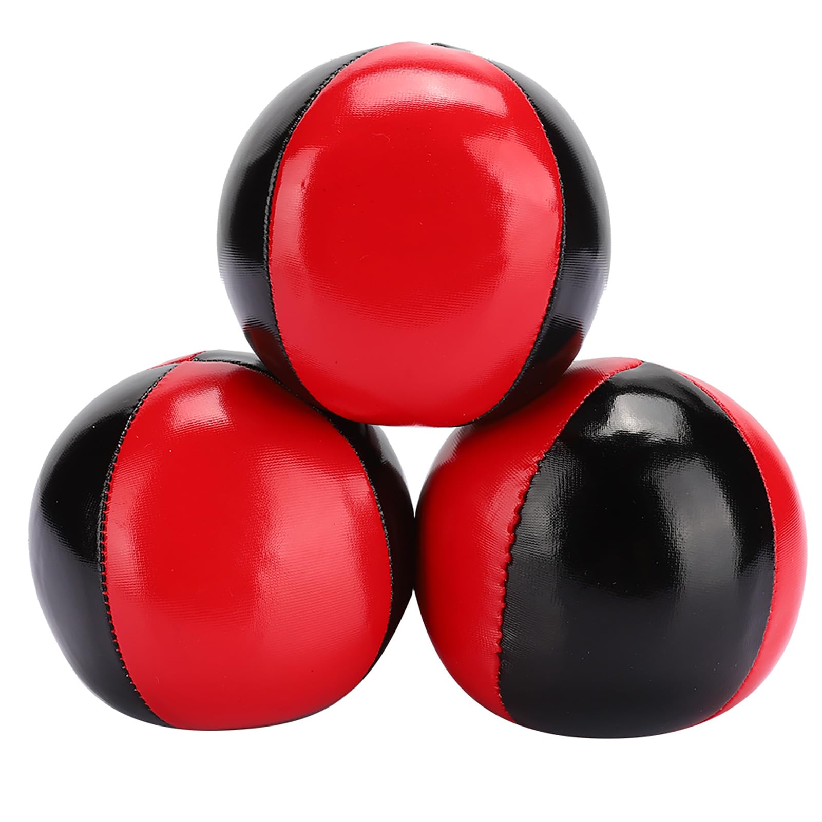 F&Y 3PCS Red Black PU Leather Juggling Balls - High End Lightweight Bean Bags for Beginners and Professionals