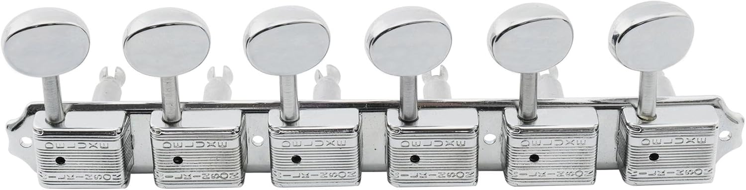 Wilkinson Deluxe Vintage 6-on-a-strip In line Split Shaft Tuners Tuning Pegs Keys Machine Heads Set for Squier/Fender Classic Vibe Strat/Tele Style Guitar, Chrome