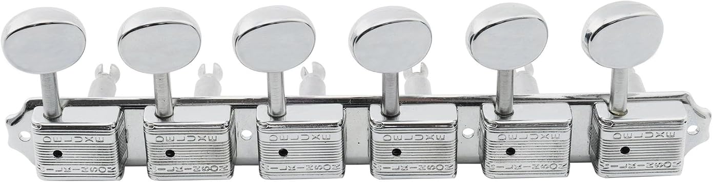 Wilkinson Deluxe Vintage 6-on-a-strip In line Split Shaft Tuners Tuning Pegs Keys Machine Heads Set for Squier/Fender Classic Vibe Strat/Tele Style Guitar, Chrome