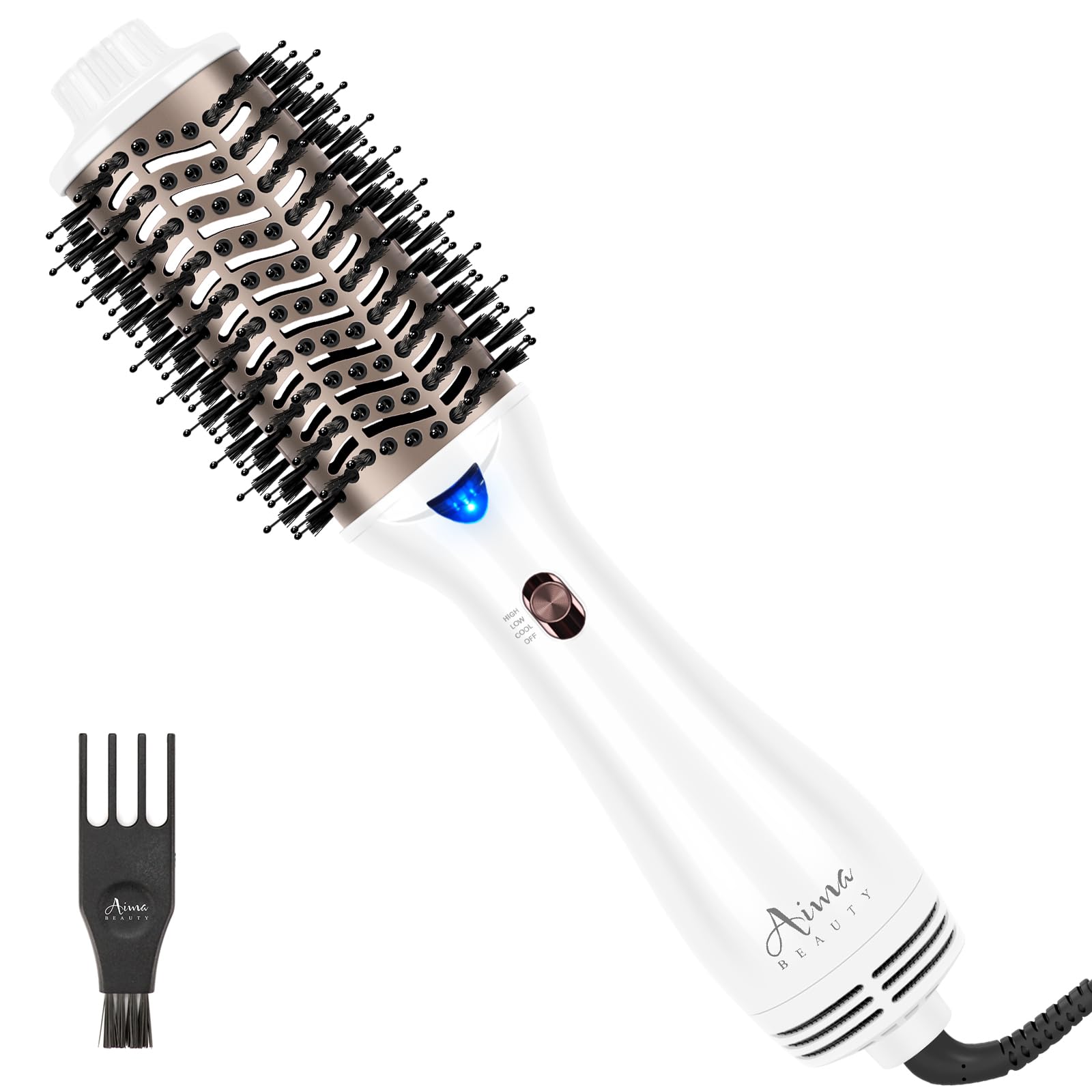 Aima Beauty Ceramic Blow Dryer Brush, One-Step Styler Volumizer, White
