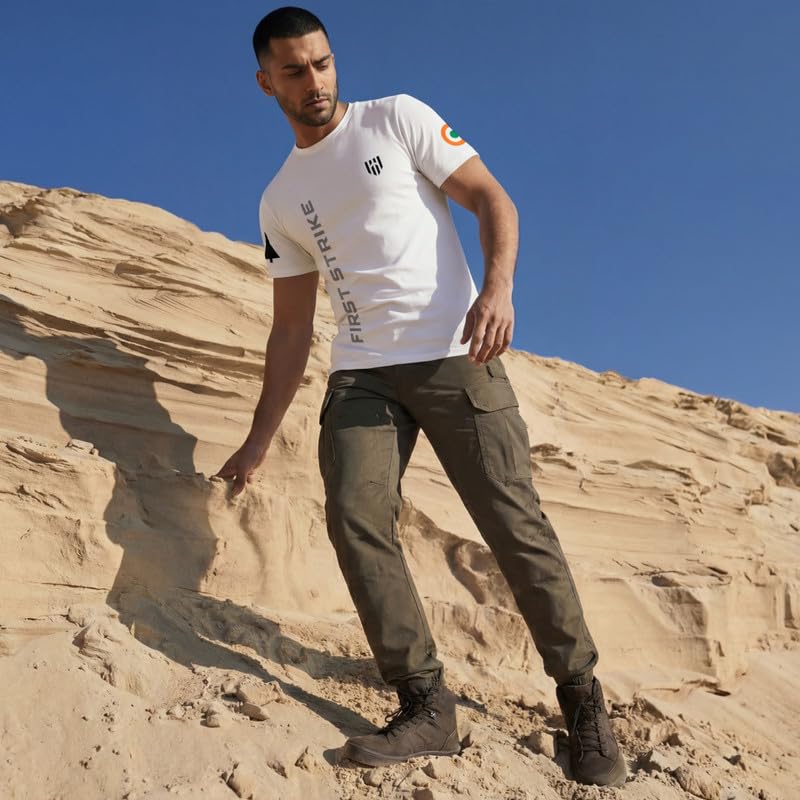 Image of Deployed First Strike Signature Luxesoft Cotton T-Shirt | Army t Shirt for Men | Military | Commando | t Shirts | Round Neck | Half Sleeve | Regular Fit | Black