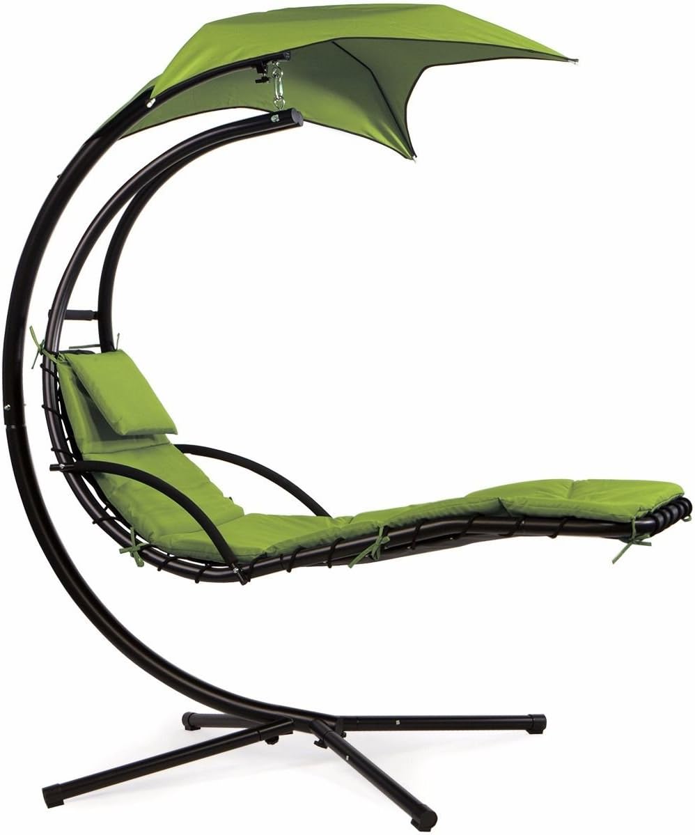 Barton Outdoor Patio Hanging Swing Chaise Lounge Chair Hammock Floating Lounger Cushion Patio Lounge Chair (Green)