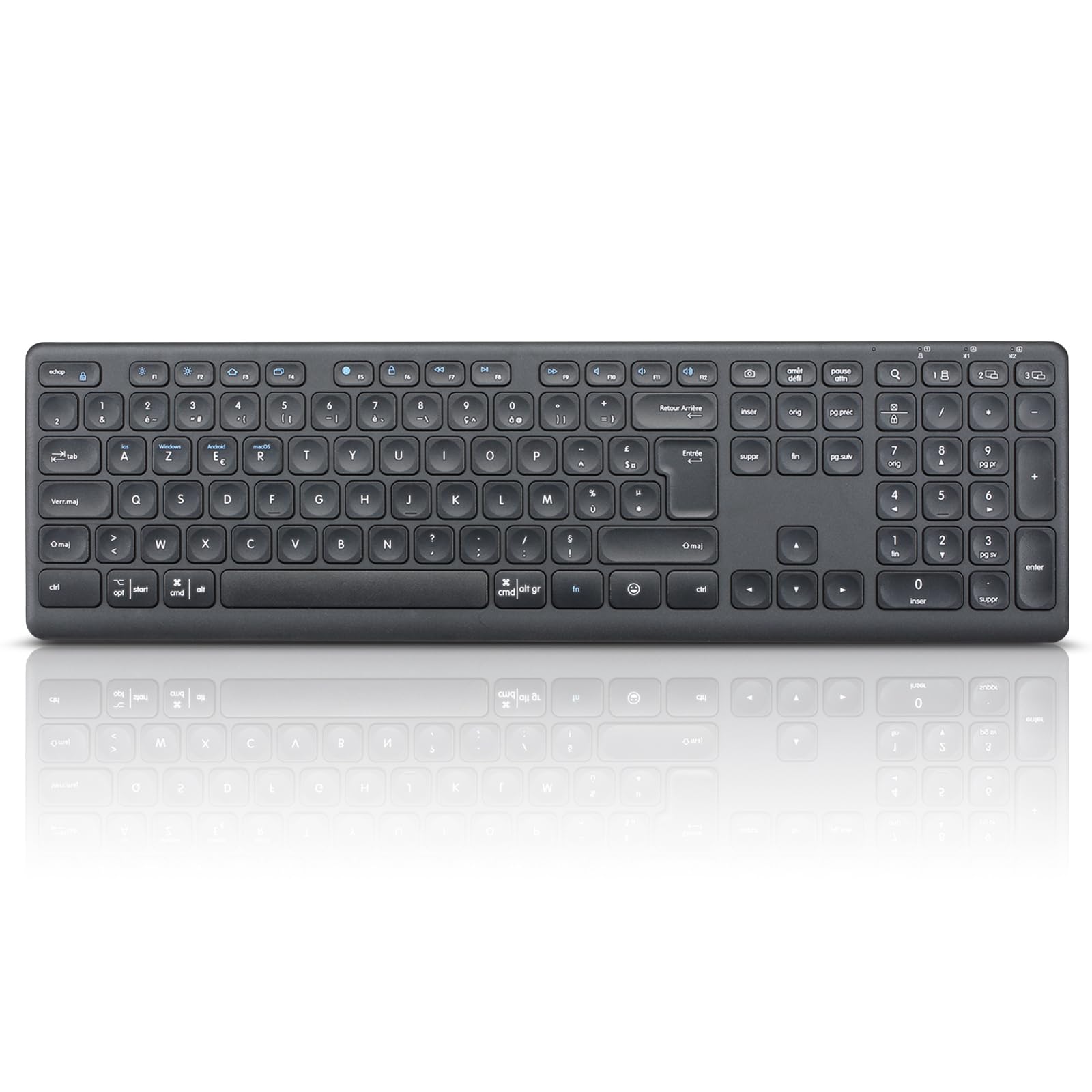 CITLLA K9300 Clavier sans Fil Bluetooth, Clavier Silencieux Multi-appareils pour Windows, Taille Normale, pavé Numérique, Touches Multimédias, Longue Batterie Durée, Compatible avec Ordinateur, PC