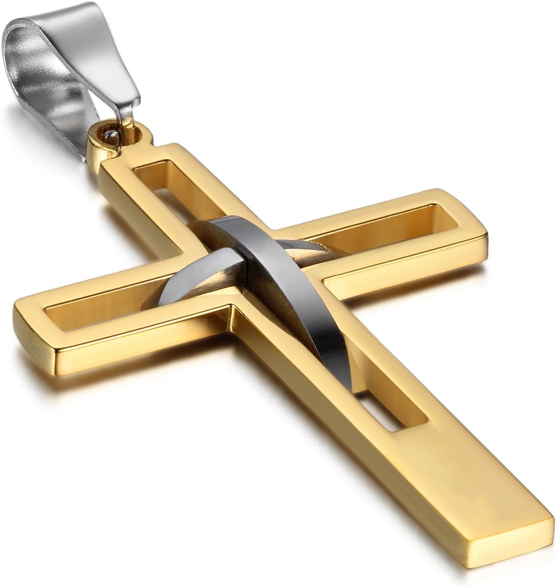 OIDEA Cross Pendant Necklace for Men Women: High Polish Hollow Openwork Stainless Steel Cross Chain Mens Jewelry Gifts - Image 5