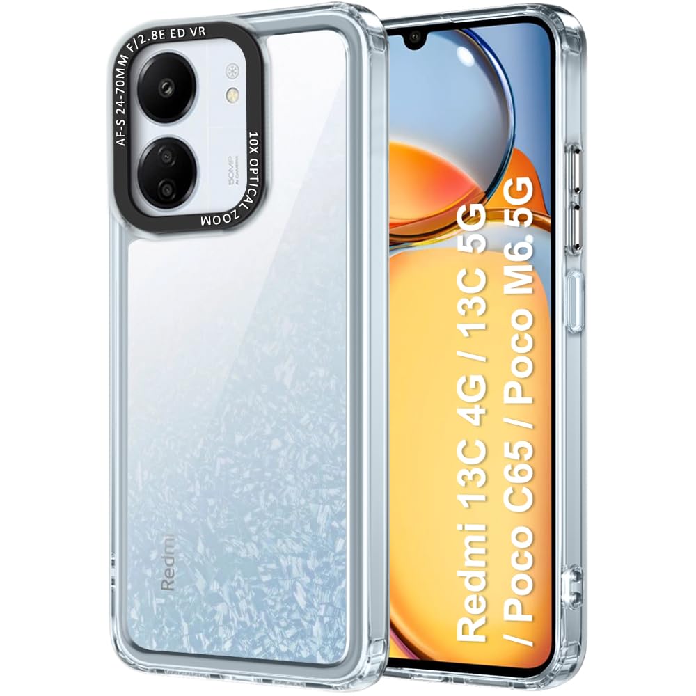 TheGiftKart Hybrid Shockproof Back Cover Case for Redmi 13C 4G / 13C 5G / Poco C65 / Poco M6 5G | Stylish Camera Border | Plated Buttons | Crystal Clear Hard Back Cover (TPU & PC, Transparent Bumper) (B0D6BBQ2FQ) Amazon Price History, Amazon Price Tracker