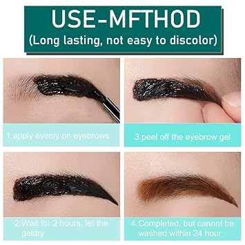 2023New-Tattoo Peel Off Eyebrow Gel-There are Five Colors.Eyebrow Tattoo Peel Off, Tattoo Gel Brow Stain, For Fuller & Defined Looking Brows. Last Up to 3-7 DaysGray Black