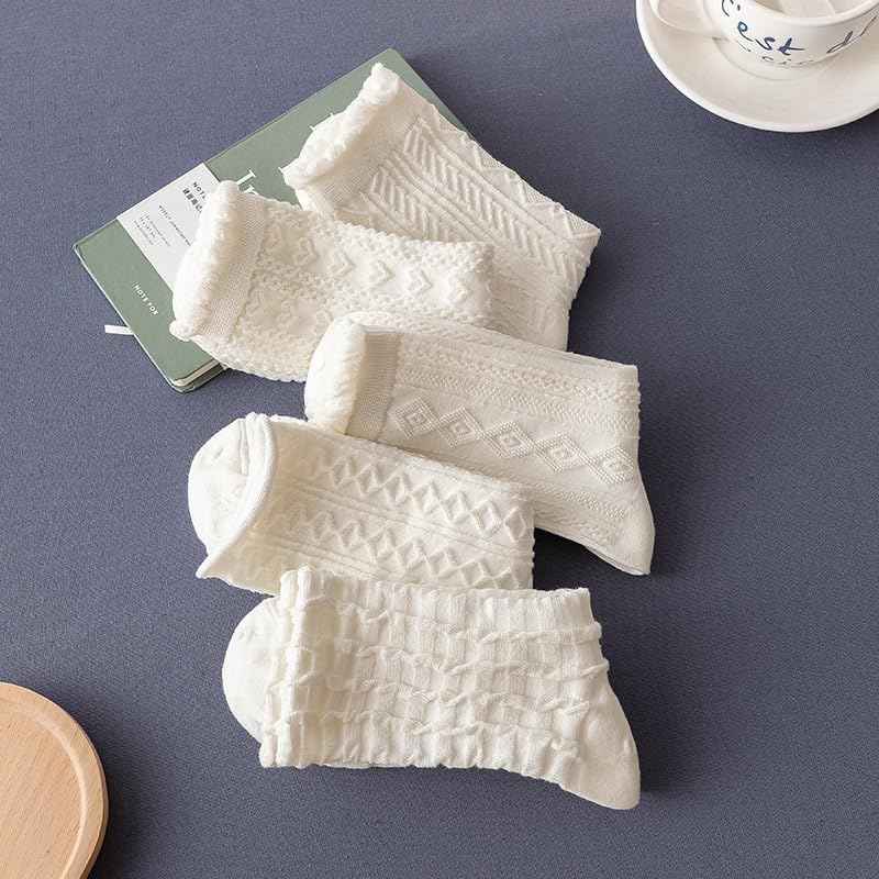 Image of 5 Pairs Coquette Ruffle Socks Cute Frilly Clothes Lolita Aesthetic Crew Socks Fairycore Floral Socks Cottagecore