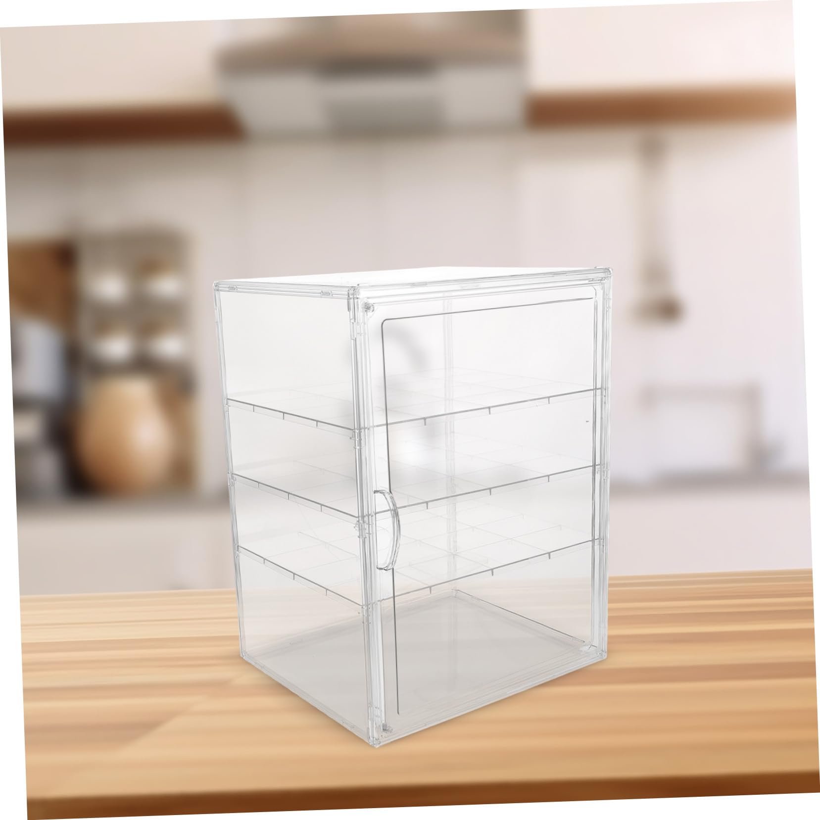 Ciieeo Vetrina per Prodotti da Forno Trasparente 4 Livelli, Ripiani Regolabili e Design Smontabile in Pet per Protezione Dalla Polvere in Cucina o Panetteria
