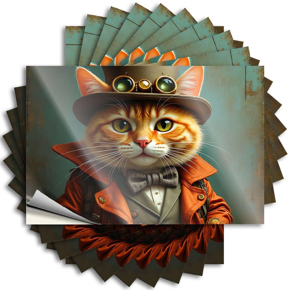 Cool Bathroom Stuff Decal Garage | A Stylish Cat in A Top Hat and Coat Personalized Colorful Sticker Pack(12X18CM)