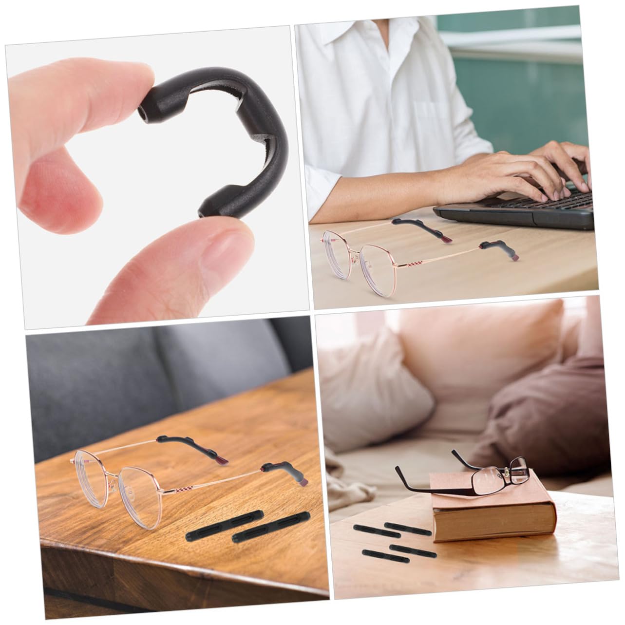 Gogogmee 20 Pairs Spectacle Temple Protector Eyewear Ear Cushions Sunglasses Retainer Eyeglasses Ear Grips Eyeglasses Temple Tips Sleeve Sports Glasses Sunglass Retainer Black