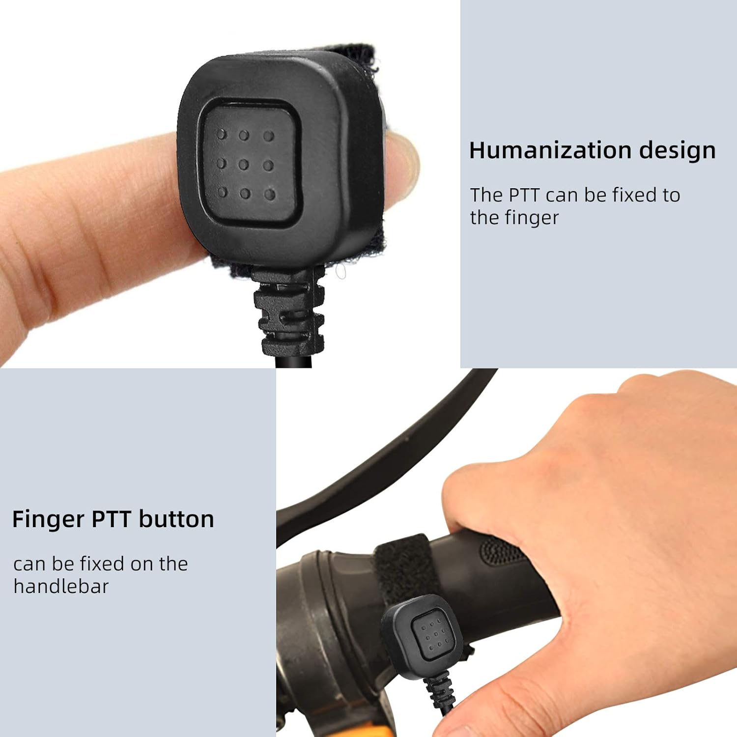Finger PTT button with Velcro strap