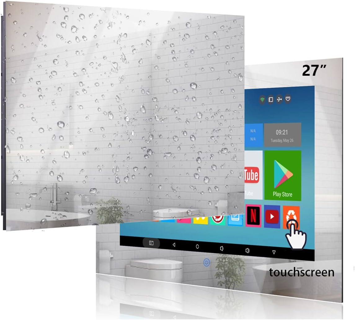 Haocrown 27 Inch Bathroom TV Mirror Waterproof Smart Touch Screen Android 11.0 Television LED Full HDTV 1080P Updated 2023 Model HG270BM Haocrown 27 Inch Bathroom TV Mirror Waterproof Smart Touch Screen Android 11.0 Television LED Full HDTV 1080P Updated 2023 Model HG270BM