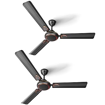 LONGWAY Kiger P2 1200 mm/48 inch Ultra High Speed 3 Blade Anti-Dust Decorative Star Rated Ceiling Fan (Smoked Brown, Pack of 2) - image, photos