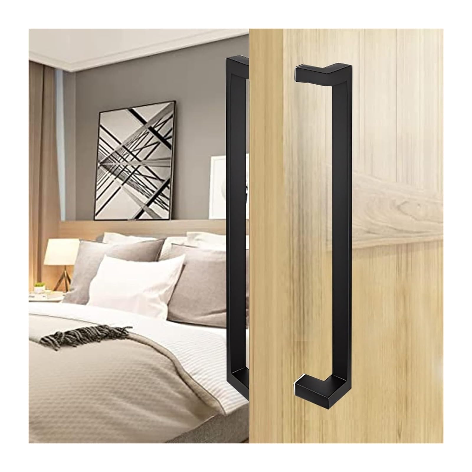 BHGFYXBS Push Pull Door Handle Entry Stainless Steel Sliding Glass Door Pull Push Handles, Easy Install, 24/32/47/59 Inch Long,Black-Length 60Cm(23.6Inch),Black-Length 60cm(23.6inch)