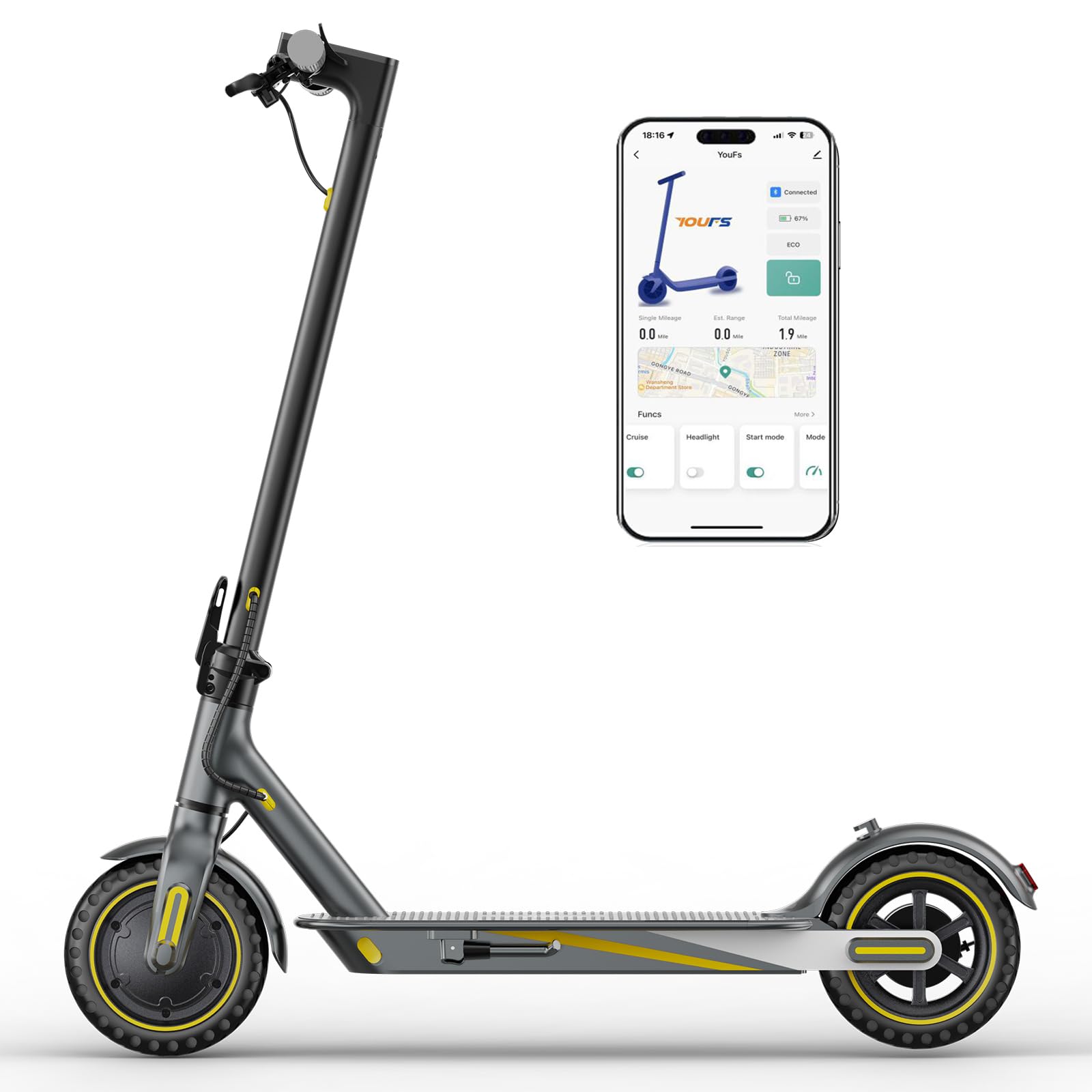 Electric Scooter for Adults, Up to 21 MPH, 19 Miles Ranges, 350W Motor E-Scooter with 8.5 Inch Tires, Foldable Escooter with Dual Braking and APP Control, UL Certified