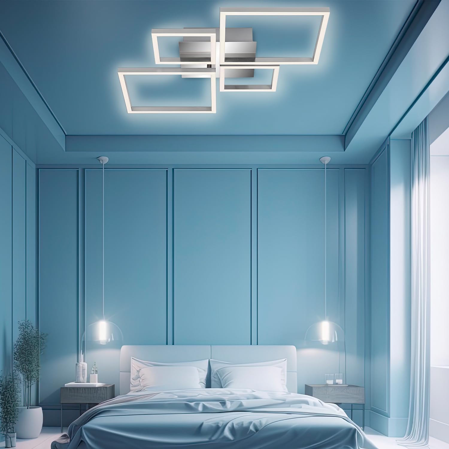 Arcadia Plafoniera Led Soffitto Moderna con Luce Calda e Fredda Dimmerabile, Telecomando e App per Cellulare - Lampadario Camera da Letto, Soggiorno, Cucina, Cameretta e Salotto - 4950LM 85 W 80 Cm
