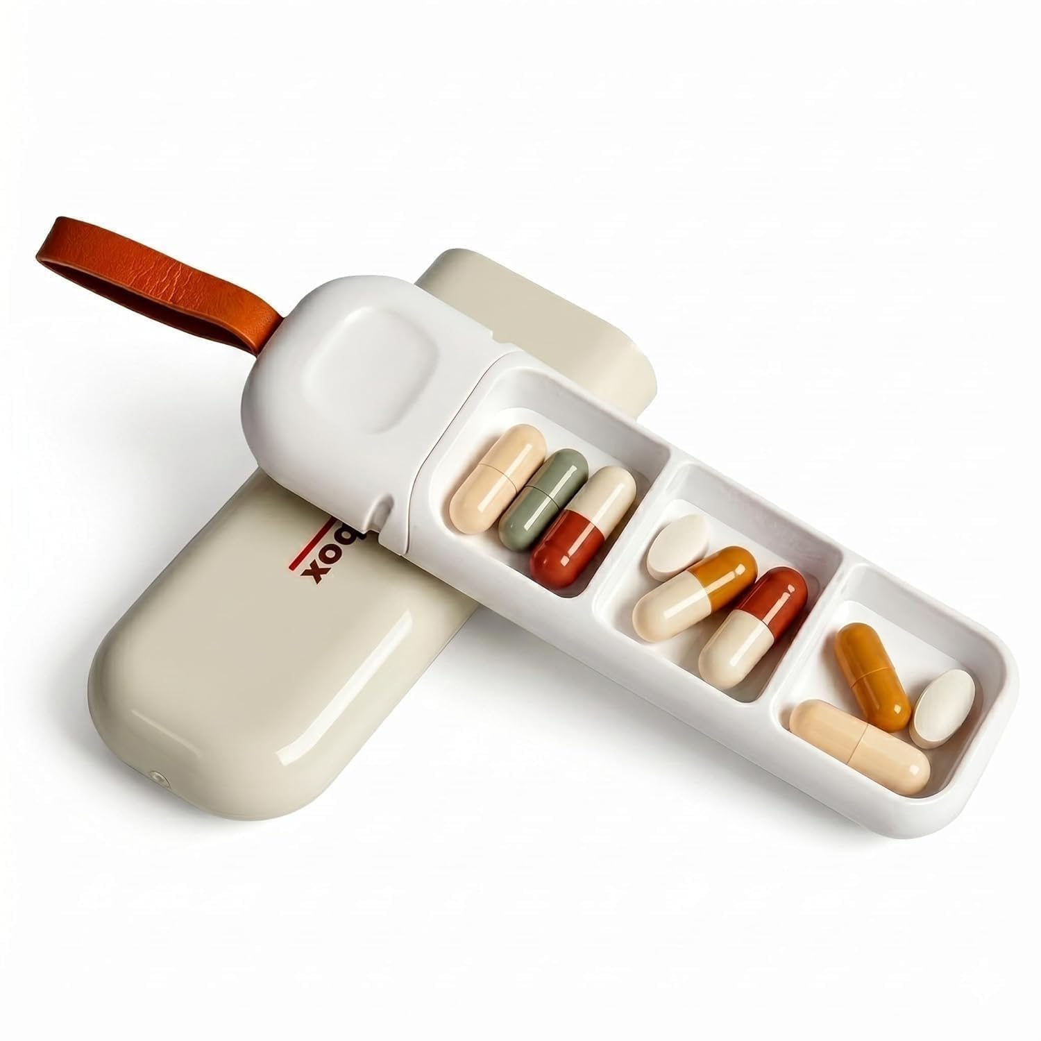 Travel Pill Organizer Box with 3 Compartments & Carrying Rope | Portable Pocket Medicine Container for Vitamins, Tablets & Daily Pills | Compact Pill Case for Travel, Office & Gym-image-9