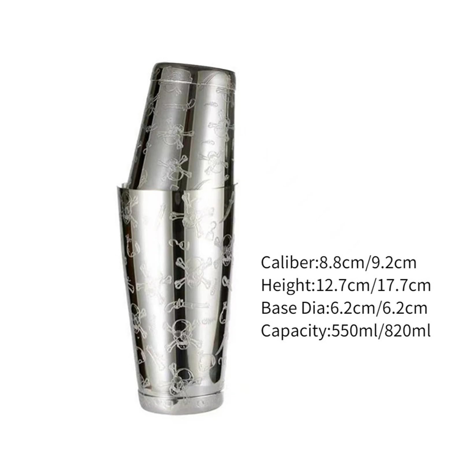 Juego de coctelera, herramientas for cócteles con Jigger grabado, colador hielo y cuchara
