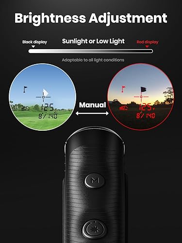 Miniatura 5 de ACEGMET Telémetro de golf con modo pendiente y entrenador, telémetro láser de pantalla roja y negra, recargable híbrido, aumento 7X, vibración