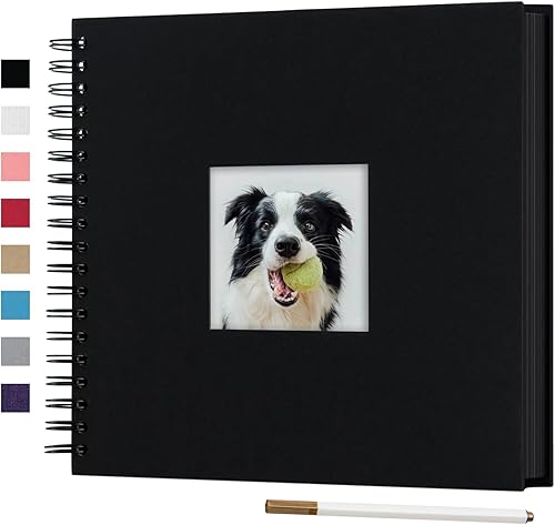 Álbum de 8 x 8 pulgadas con tapa dura, 80 páginas de cartulina y espiral metálico, ideal como álbum de fotos y para hacer collages, un buen regalo