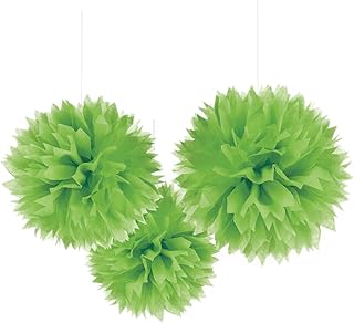 Amscan Kiwi Green Fluffy Paper Decoration For Parties, 3 Ct.