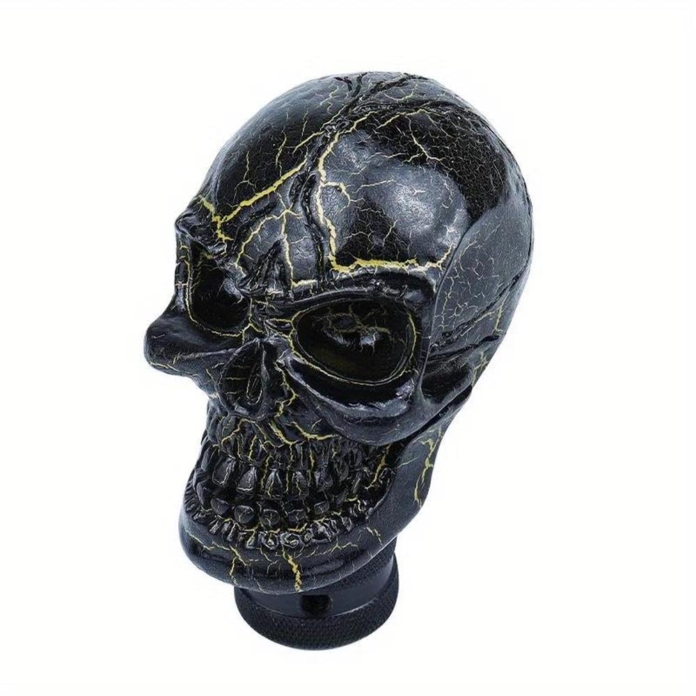 Hyasdbwe Black Skeleton Head Car Shift Rod Manual And Automatic Wave Head Resin Gear Shift Handball Car Replacement Parts Gear Shifter Parts(Black)