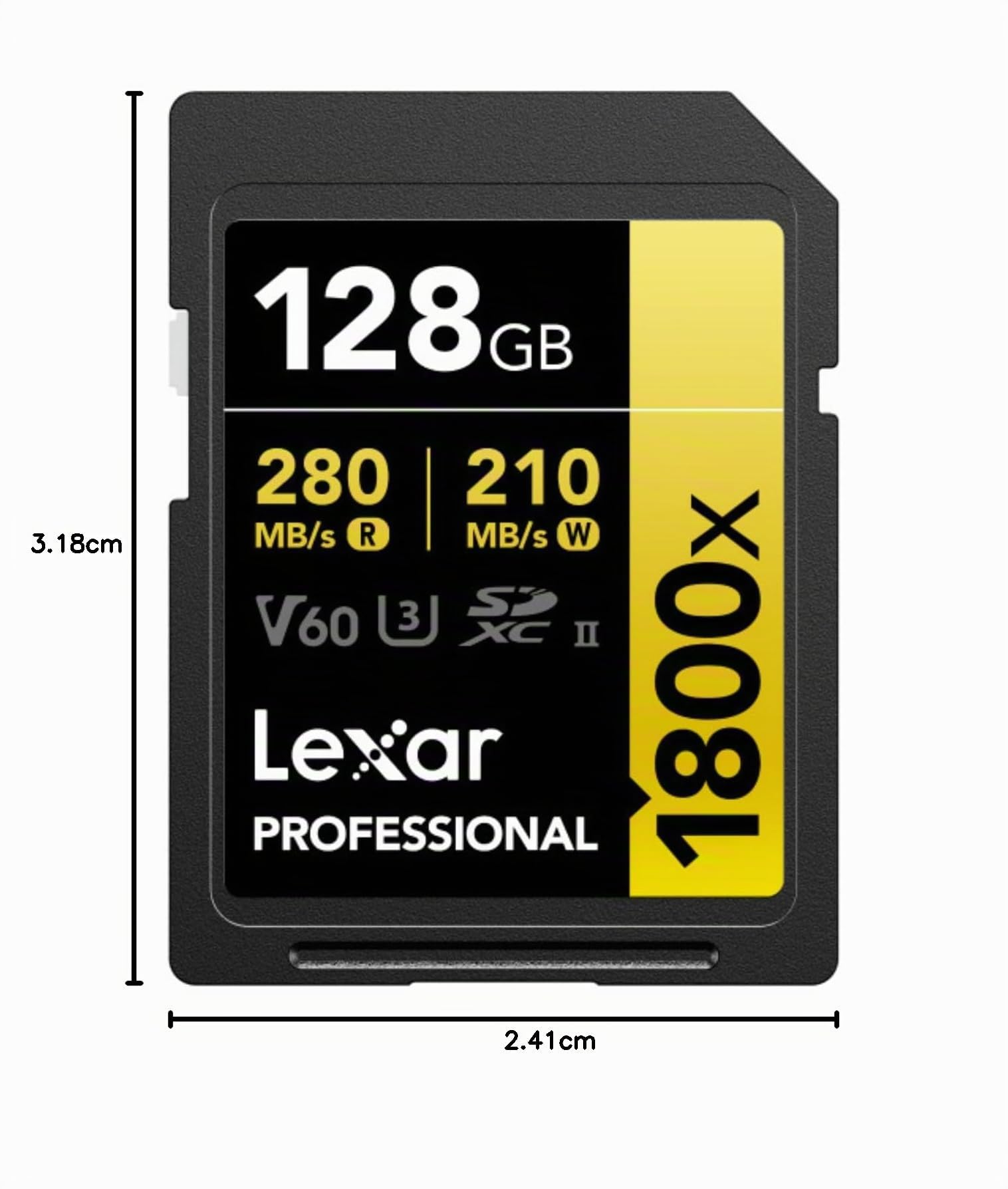 Lexar Tarjeta de memoria SDXC profesional 1800x UHS-II de 128 GB (serie dorada)