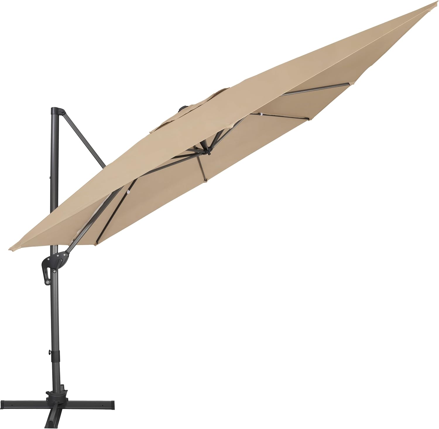 Sunnyglade 10x10Ft Cantilever Patio Umbrella Square 360° Rotation & Integrated Tilting System Offset Umbrella with 8 Sturdy Ribs, Fade-resistant & Waterproof for Garden Backyard Poolside Deck