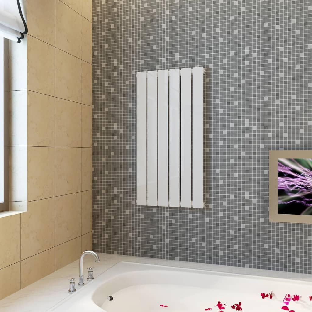 Radiador de panel blanco 465 x 900 mm, 530 W, 6 columnas, acero con recubrimiento en polvo, calefacción central, montaje en pared, baño, salón, dormitorio, vertical